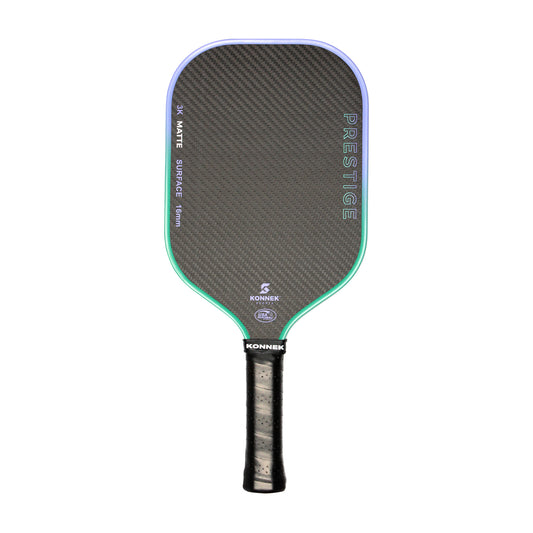 Pickleball paddle with carbon fiber texture on a white background with Konnek Sports Logo