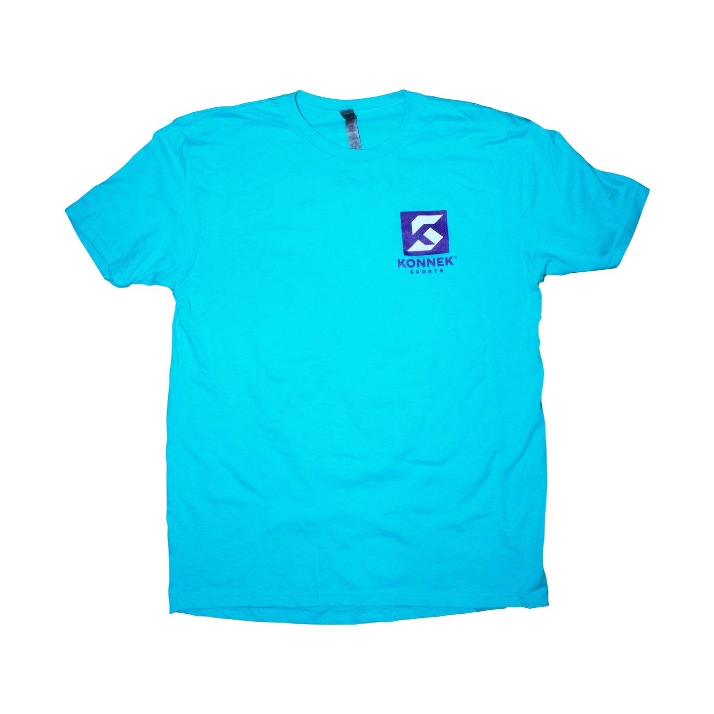 Blue t-shirt with a Konnek Sports logo on the chest against a white background