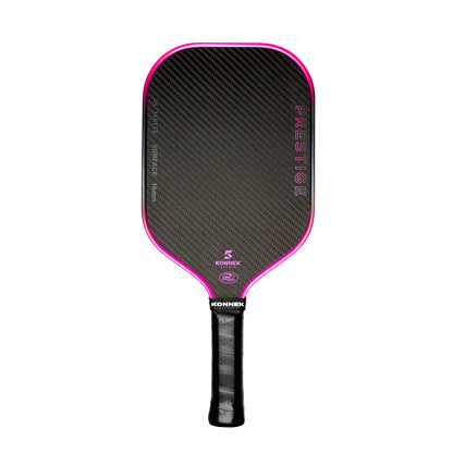 Prestige Pickleball paddle with pink accents on a white background
